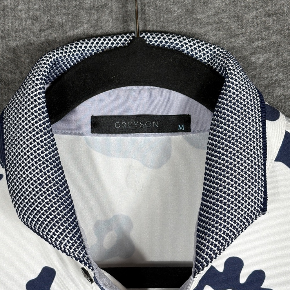 Greyson White and Navy Floral Polo Shirt - Picture 2 of 9